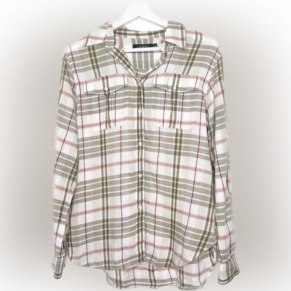 LAUREN RALPH LAUREN Plaid Button Down Top